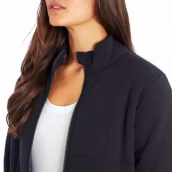 Three Dots Black Relaxed Fit Mock Collar Quilted Knit Jacket Womens Sz Small NWT - Picture 6 of 7